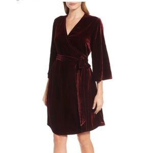 EILEEN FISHER VELVET WRAP DRESS Size L